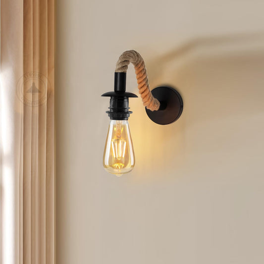 Retro wandlamp, industriële henneptouw wandlamp voor binnen ~5978