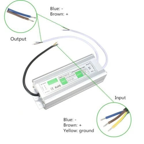 Waterproof 24V 60W LED driver power supply transformer IP67 aluminium alloy casing constant voltage for LED strip lights bulbs CCTV and outdoor lighting