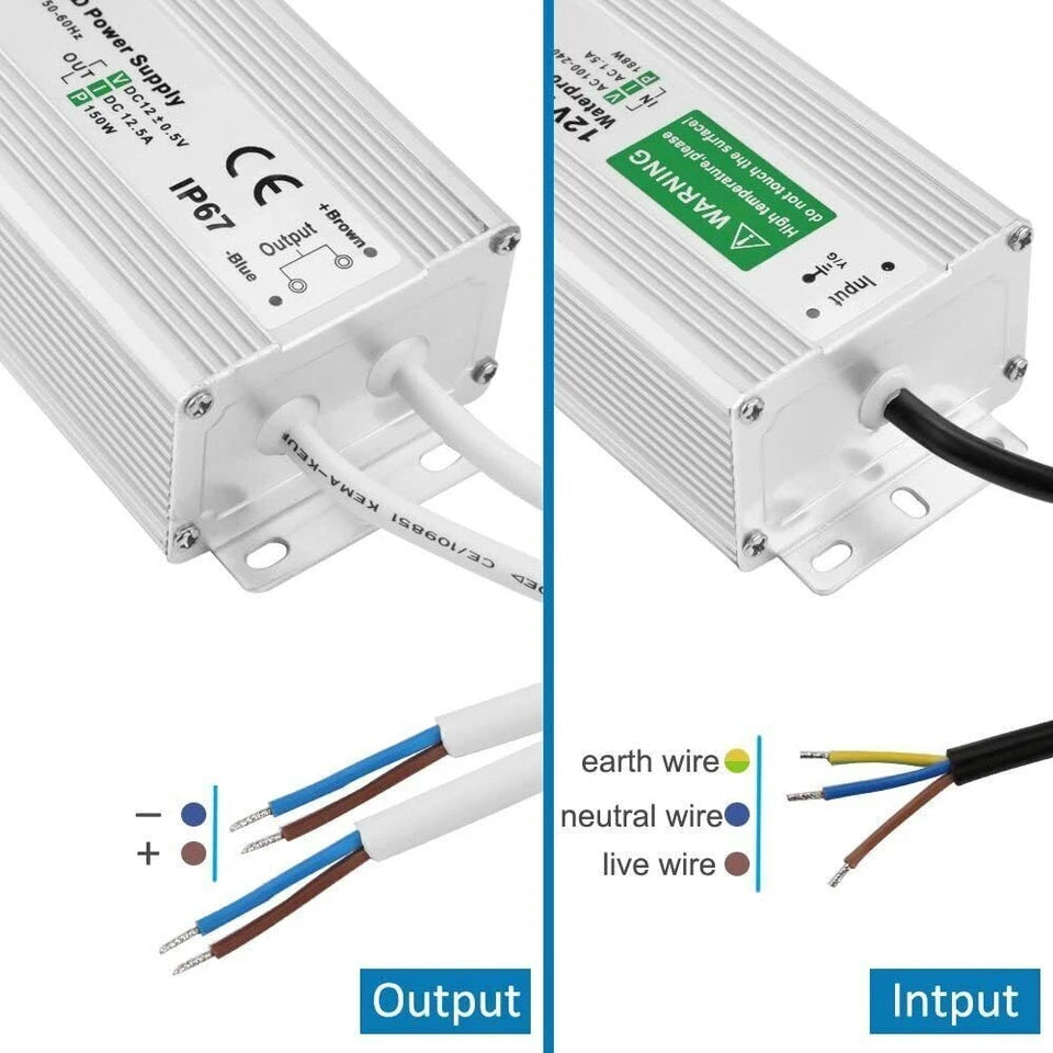 Waterproof 24V 60W LED driver power supply transformer IP67 aluminium alloy casing constant voltage for LED strip lights bulbs CCTV and outdoor lighting