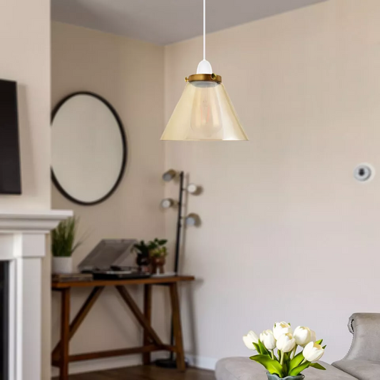 Vintage Retro Lampenkappen Amberkleurige Glazen Plafond Hanglamp~2183