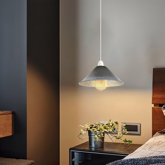 Industriële vintage metalen lampenkap van 22 cm - geborsteld zilver~1111