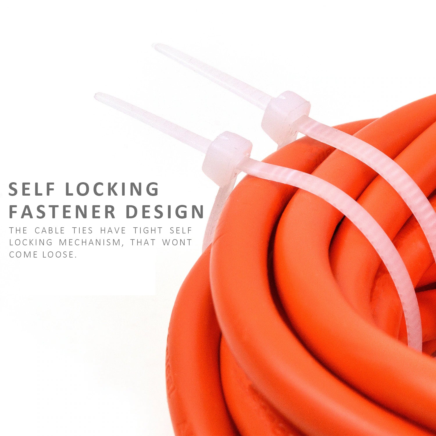 White zip tie fasteners