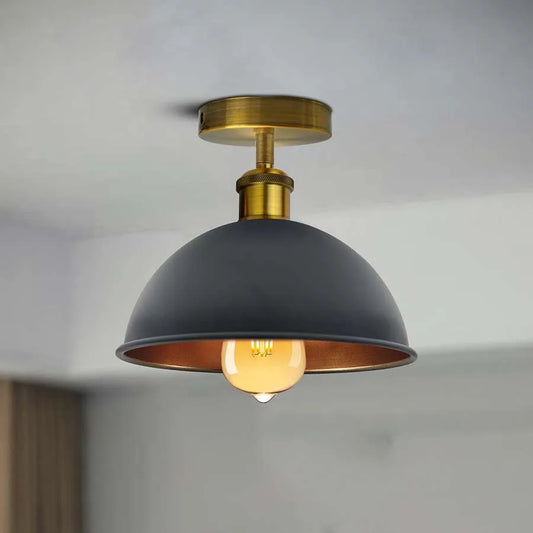 Vintage Retro Industrial Flush Mount Ceiling Light metal lampshade