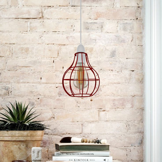 Rustieke industriële vaasvorm met rode draadkooi~2848