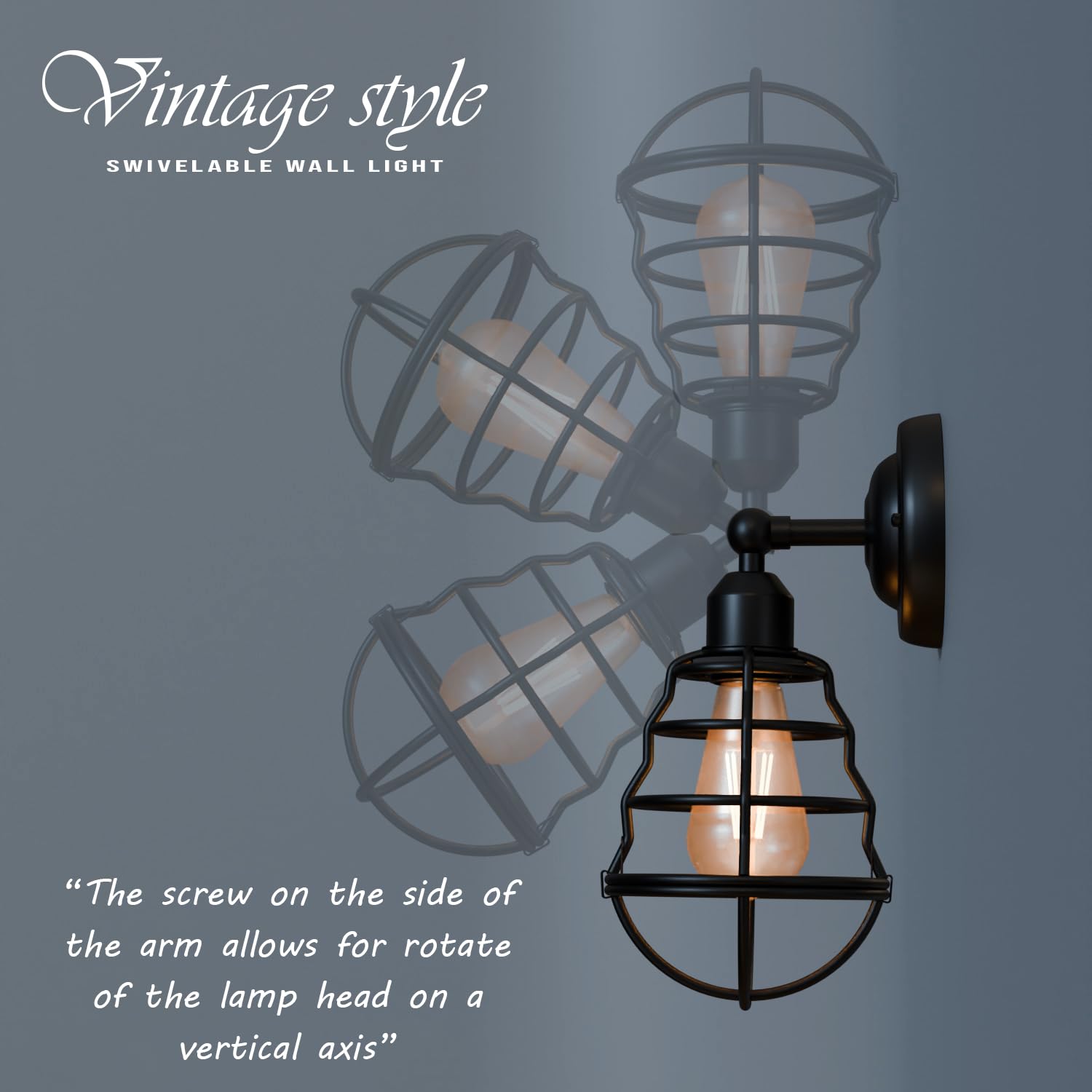 lights vintage applique light single adjustable wall sconce with bulb, 1 pack industrial E27 lamp, adjustable vintage wall light kit, complete metal wall sconce