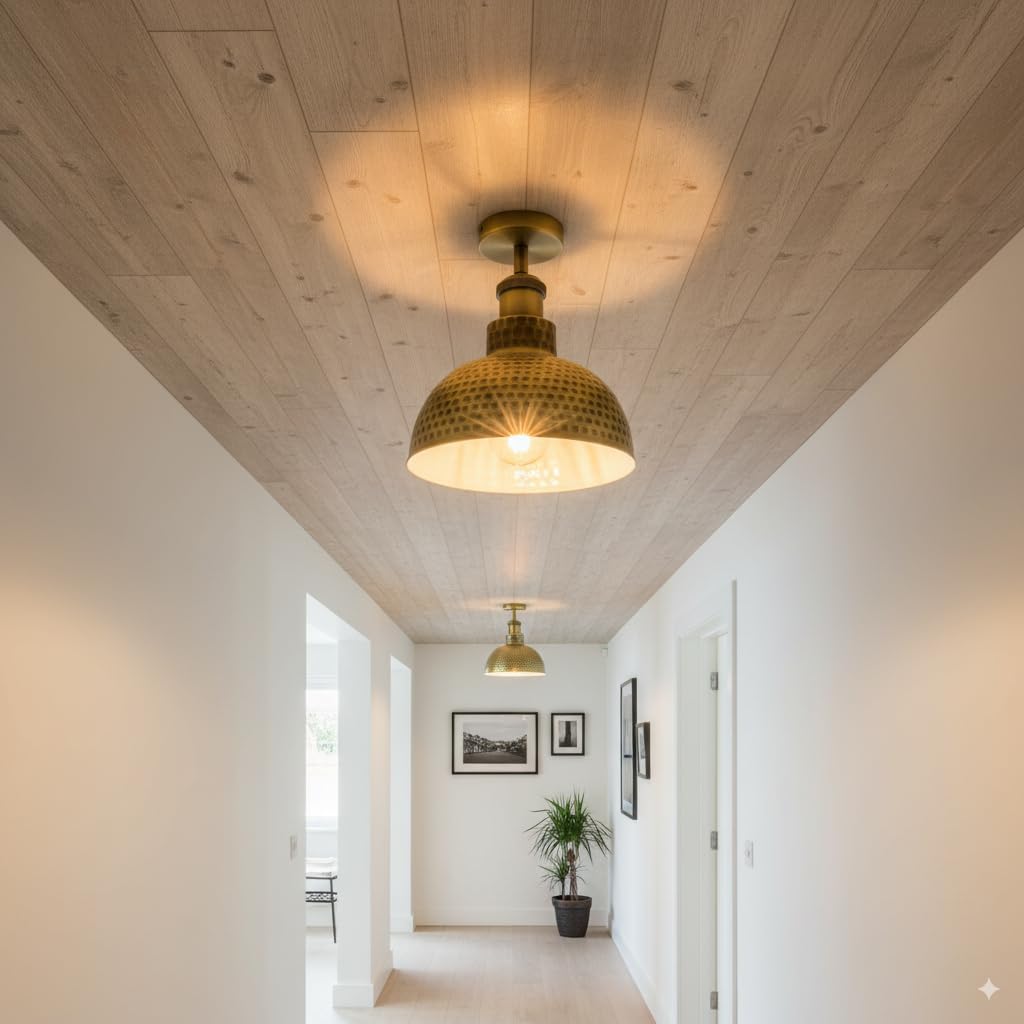 dome install tiffany vintage green brass dome ceiling light, vintage E27 semi-flush 26 cm, aged brass industrial ceiling fixture, unique colour metal ceiling lamp