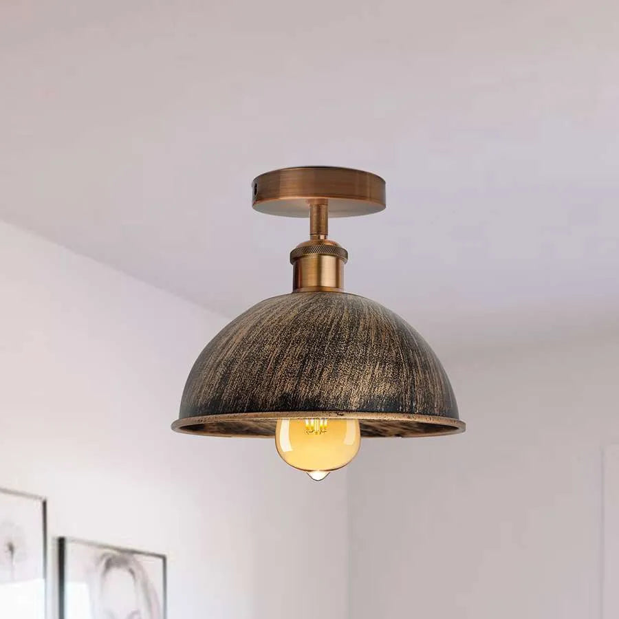Vintage Retro Industrial Flush Mount Ceiling Light metal lampshade-Application image