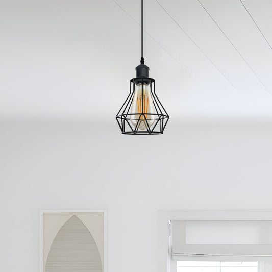 Industriële E27 zwarte plafond hanglamp kooi hanglamp fitting kit~1401