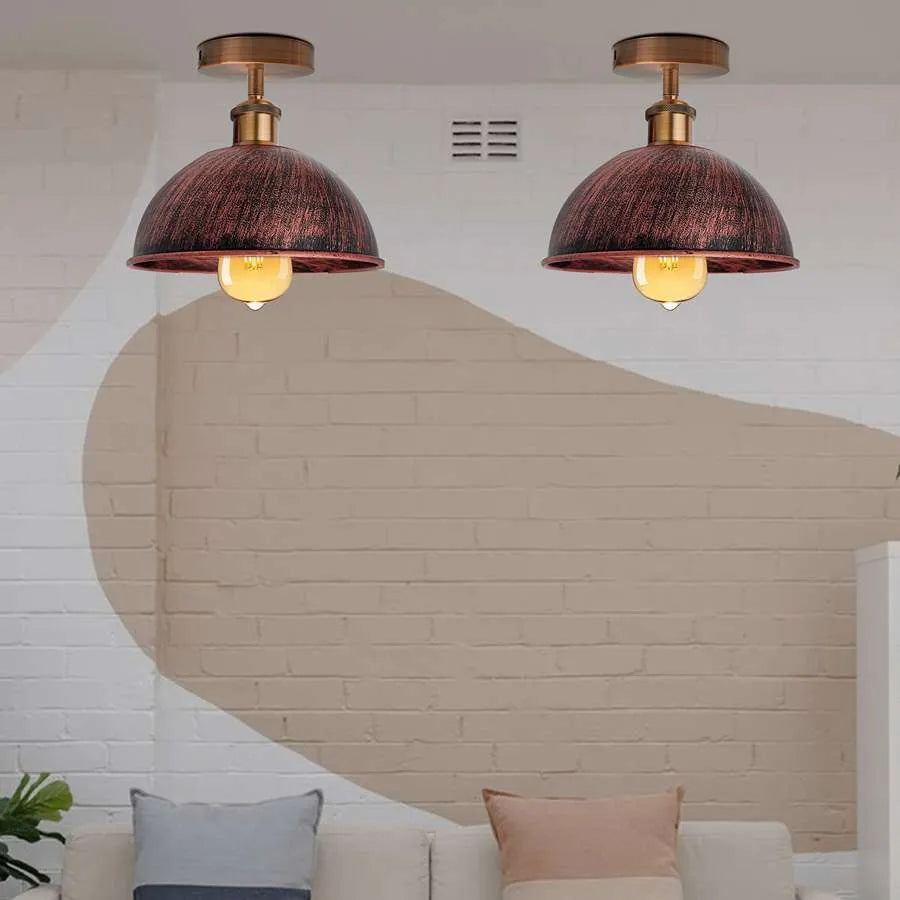Vintage Retro Industrial Flush Mount Ceiling Light metal lampshade-Application image