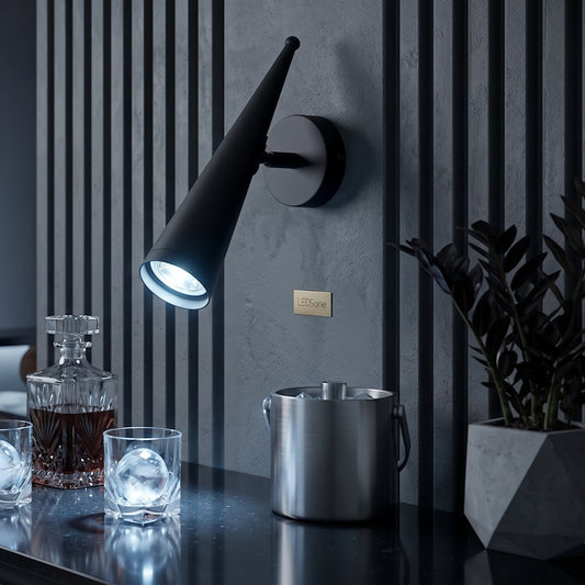 Moderne LED zwarte kegelvormige kap GU10 wandlamp aluminium downlight~4598