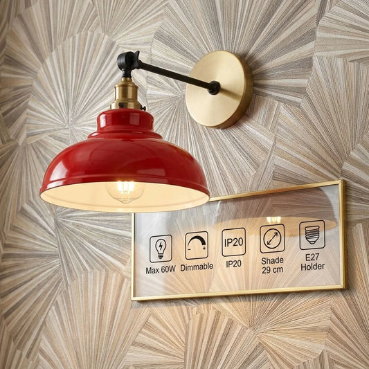 Vintage industriële metalen plafond hanglamp met gele messing kap, moderne retrostijl ~ 2542
