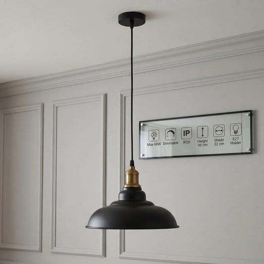 Bistro 32cm Wide Barn Ceiling Brass Pendant Lights┃Single Drop Light ~6990