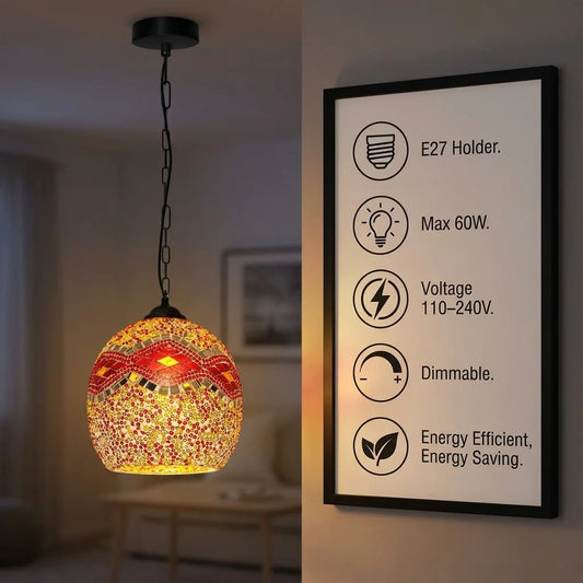 Hanglamp van mozaïekglas in Marokkaanse stijl~4991