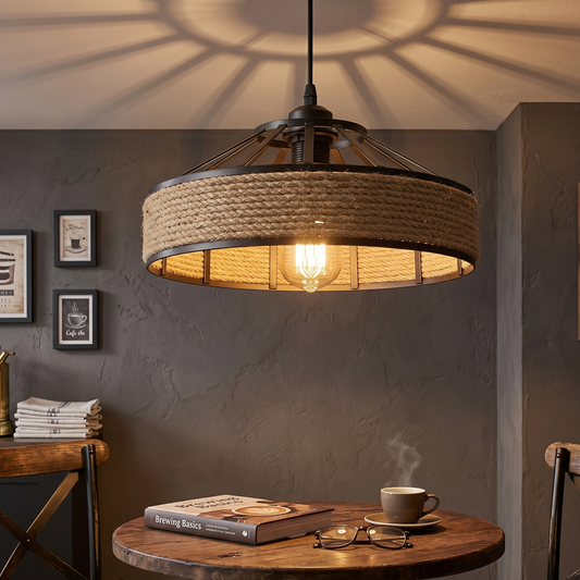 Rotan-stijl Boho hennep lampenkappen ~5941