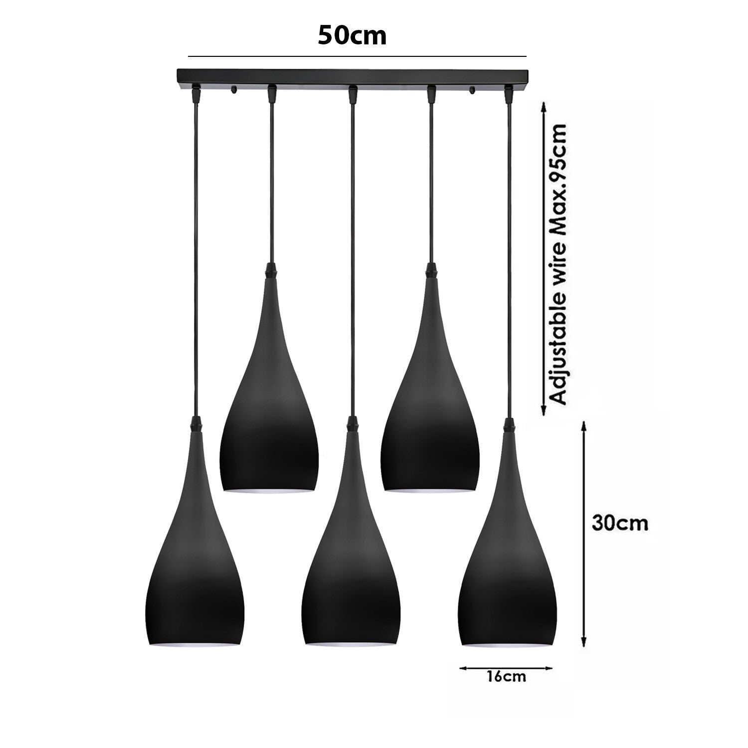 Contemporary bar pendant light fixture in black