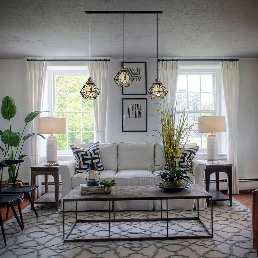 3 light metal hanging pendant light