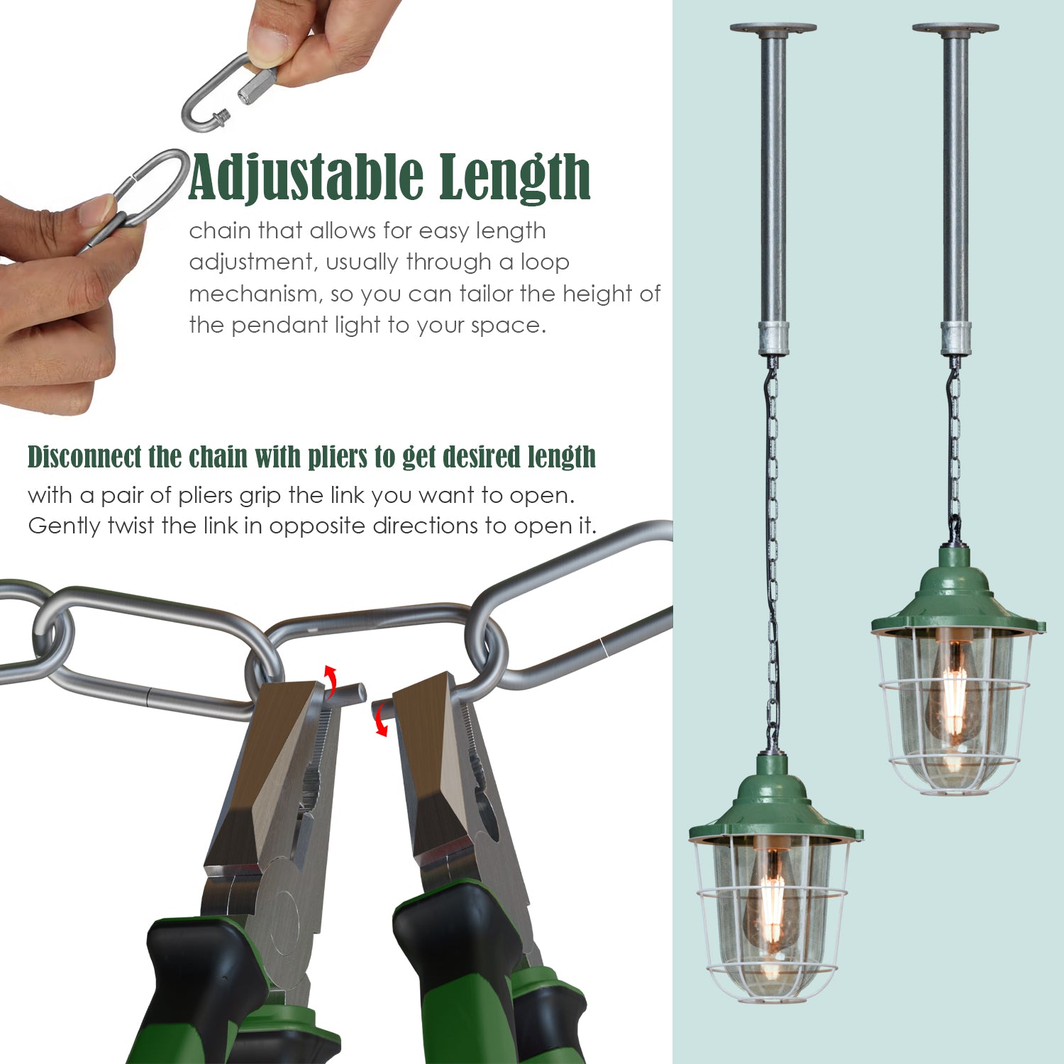 pipe pendant lamp with chain