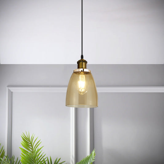 Vintage retro stijl lampenkappen amberkleurige glazen plafond hanglamp lampenkap~2181
