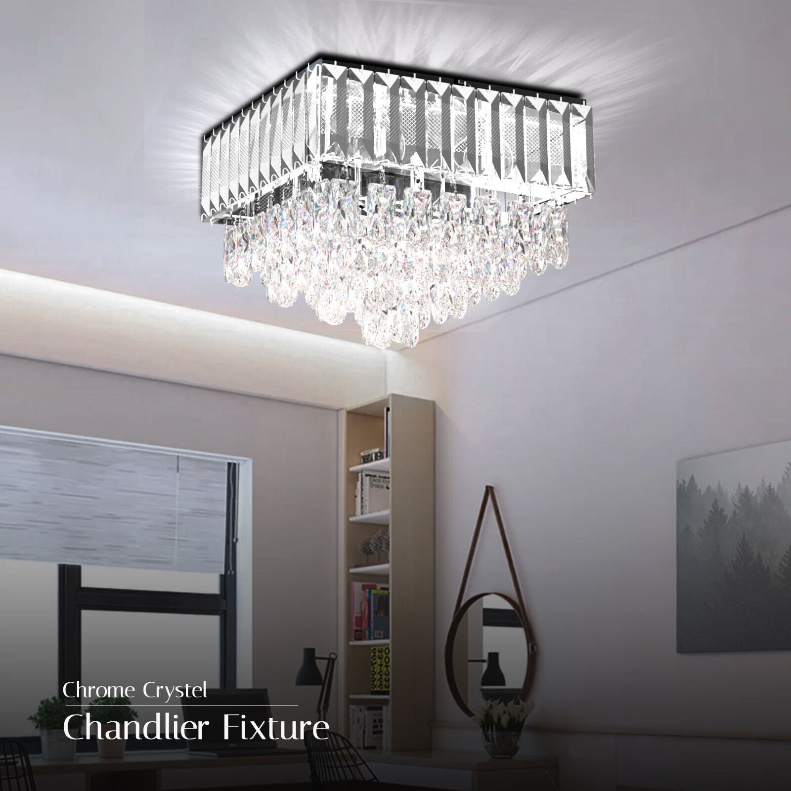 moden chandelier with crystals aglass