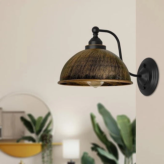 Industrial Wall Sconce with Brushed Copper Metal Dome Shade Indoor Wall Light~6178