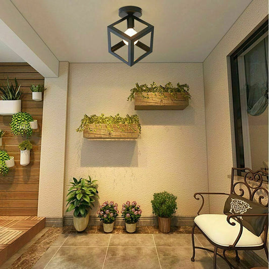 Zwarte vierkante metalen draadframe lamp Lichtdraadkooi~2196