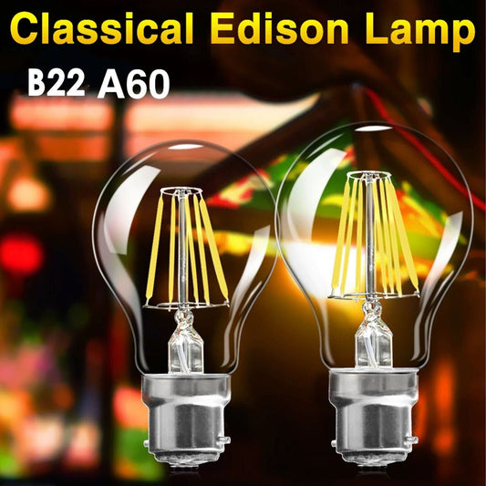 3 x Antique Style Edison Vintage LED Light Bulbs Industrial Retro Lamps B22 A60~6220