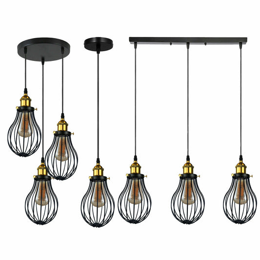 Moderne vintage industriële zwarte metalen draadkooi loft hanglamp plafondlamp ~ 3448