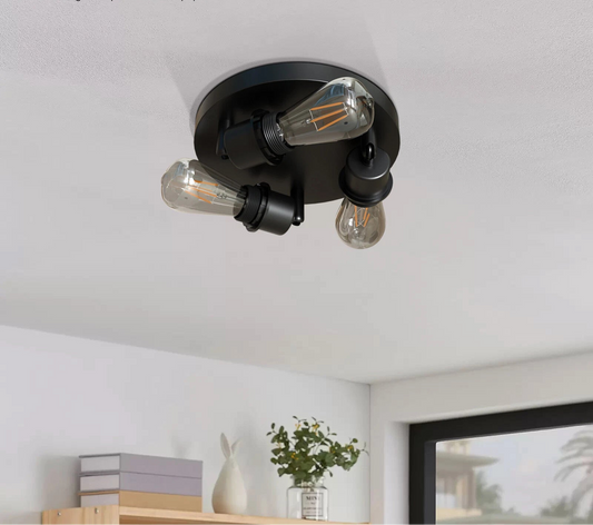 Moderne ronde zwarte plafondspot met 3 standen en verstelbare LED-spot ~5013