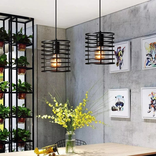 Industriële metalen zwarte lampbeschermer met draadkooi voor plafondhanglampen~6018