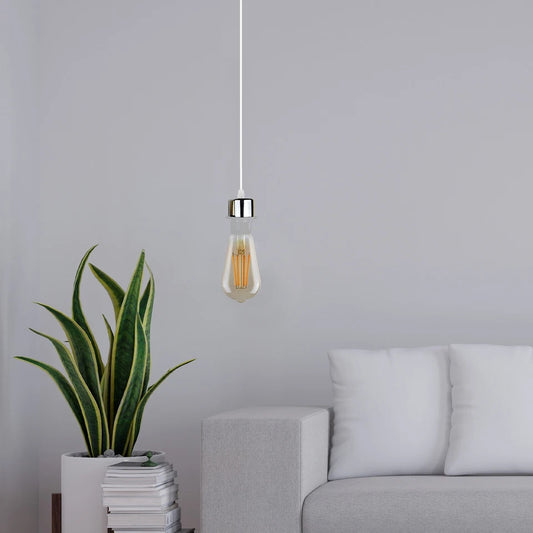 2-pack chromen hanglamp, E27 lamphouder, plafondlamp, PVC-kabel ~ 4233