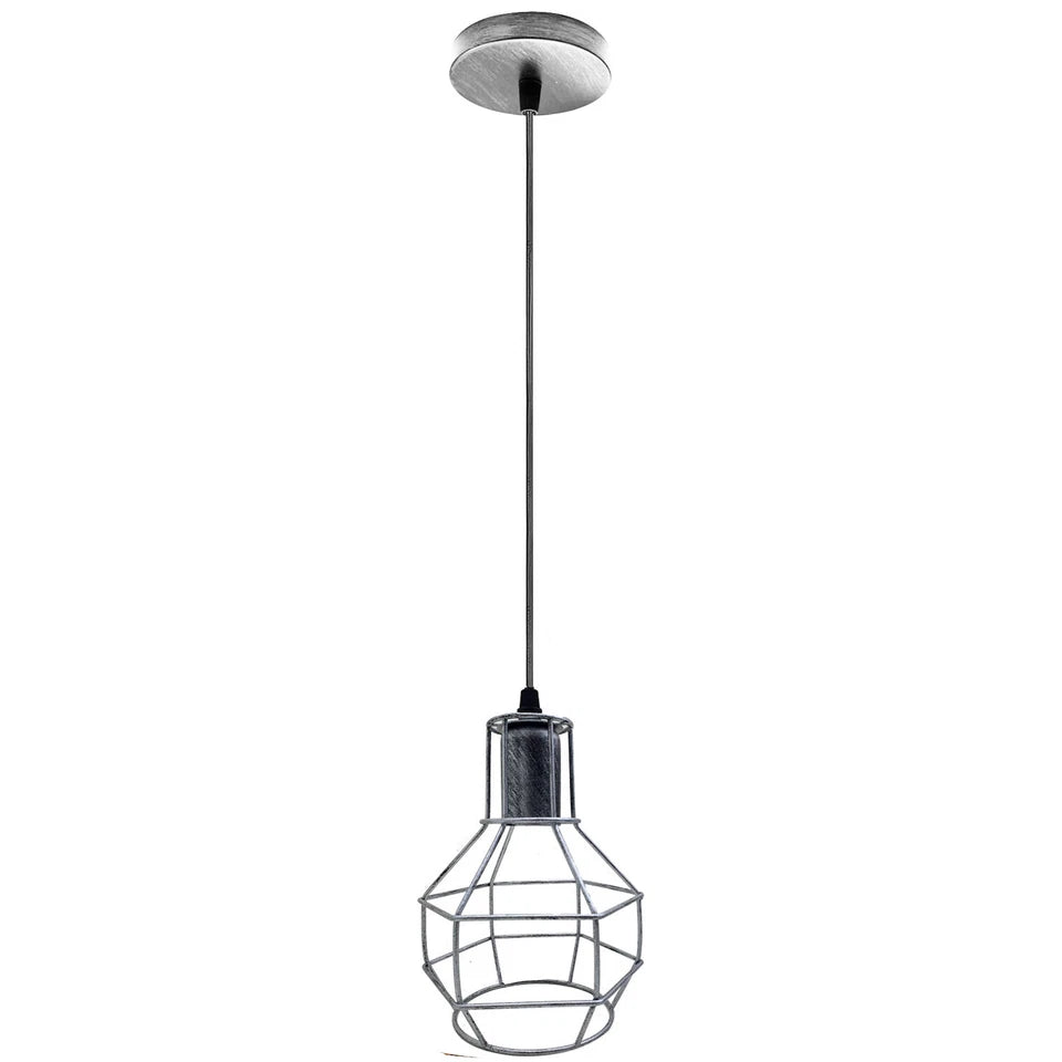 Pendant light with metallic cage shade