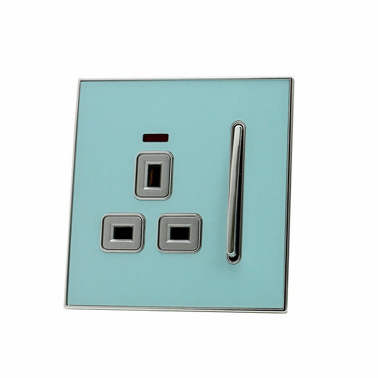 Decoratieve blauwe glanzende hoofdstopcontacten, volledig assortiment satijngouden inzetstukken, VK~2307
