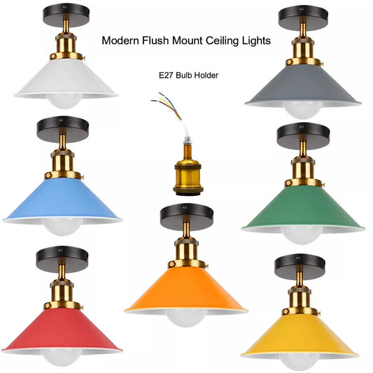 Modern Industrial Cone Shade Light Semi Flush Mount ~6249