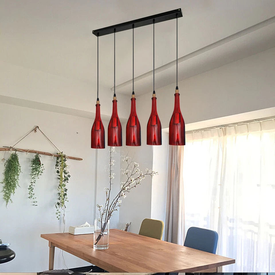 Modern pendant light with red glass