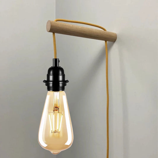 4M stoffen flexkabel UK goudkleurige plug-in hanglampset E27-lamphouder + schakelaar ~ 3749
