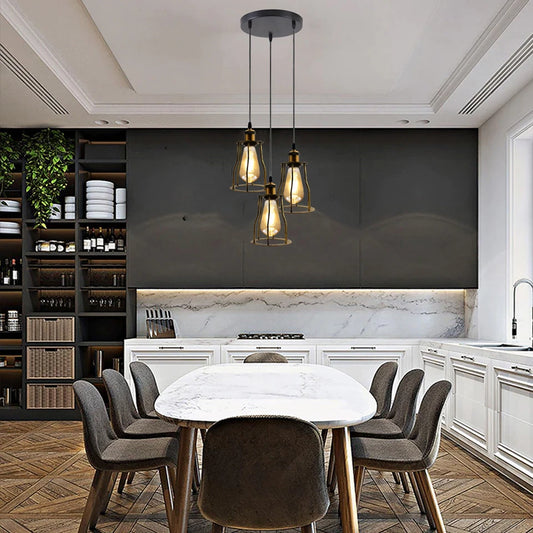 Vintage Industrial Ceiling Pendant Light Fitting Wire Cage Hanging Retro Lamp ~6185