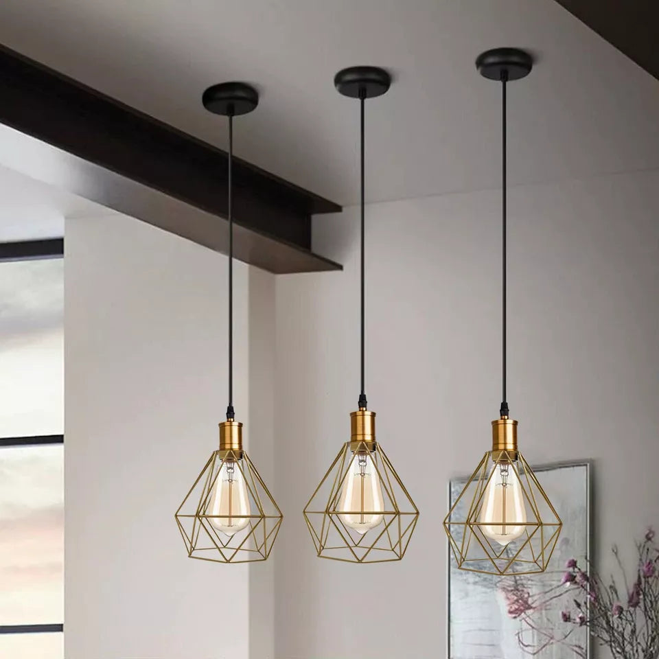 Modern Diamond Cage Pendant Light