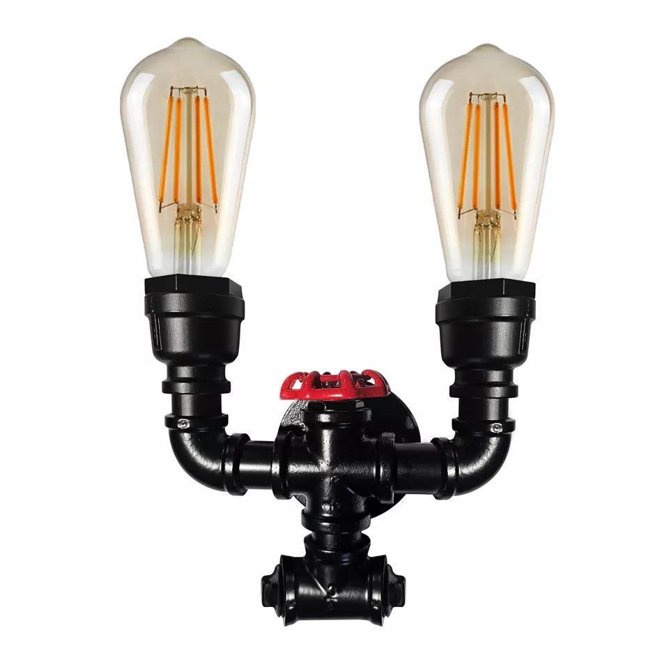 Vintage twin waterpipe wall light
