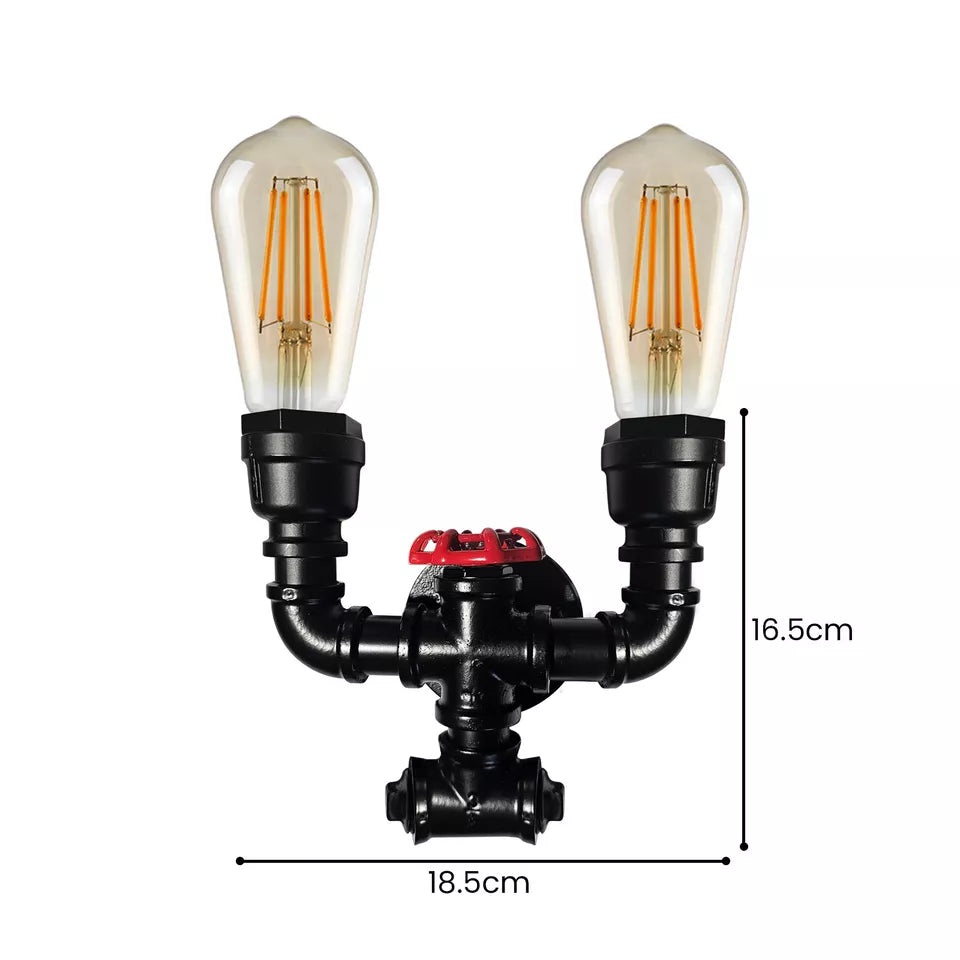 Vintage twin waterpipe wall light dimension