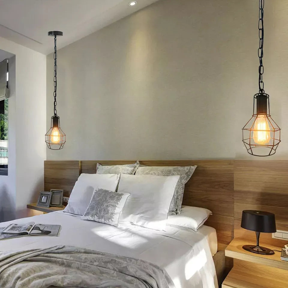 vintage metal wire cage pendant lamp