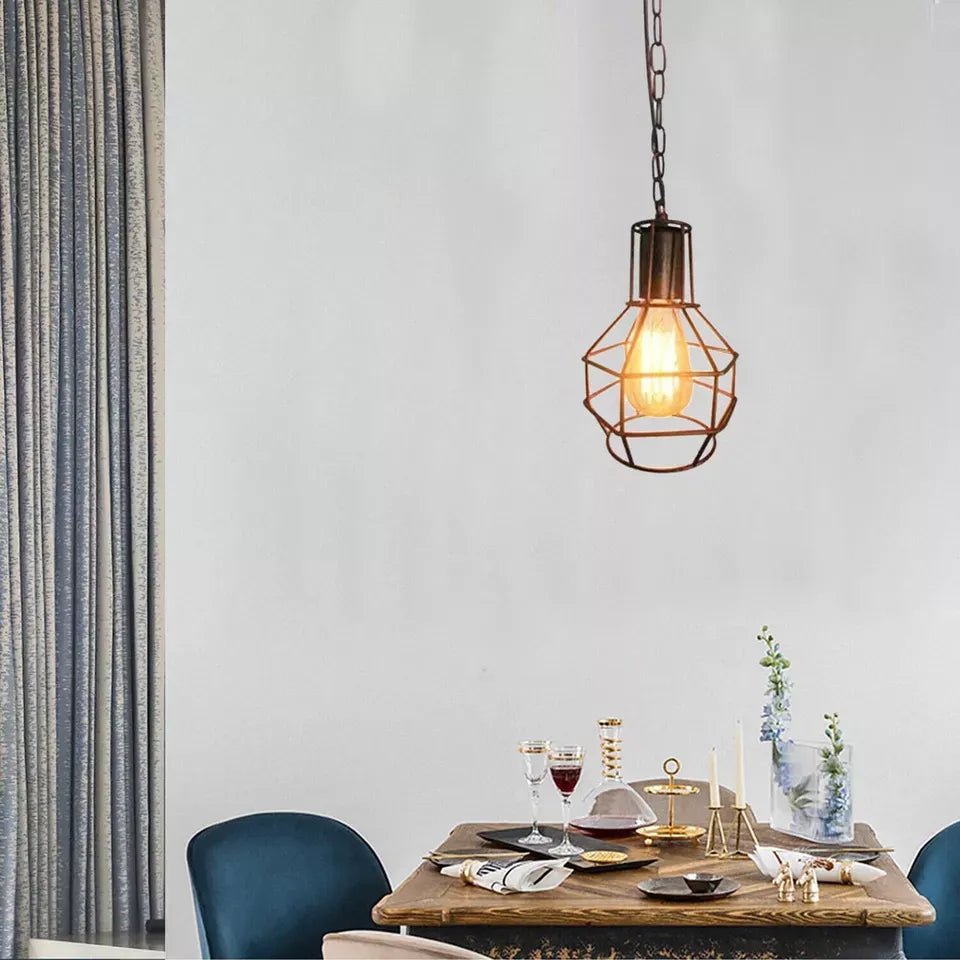 vintage metal wire cage pendant lamp