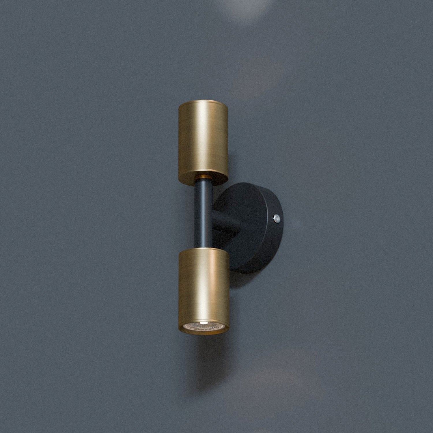 wall mounted light with a gold and black finish