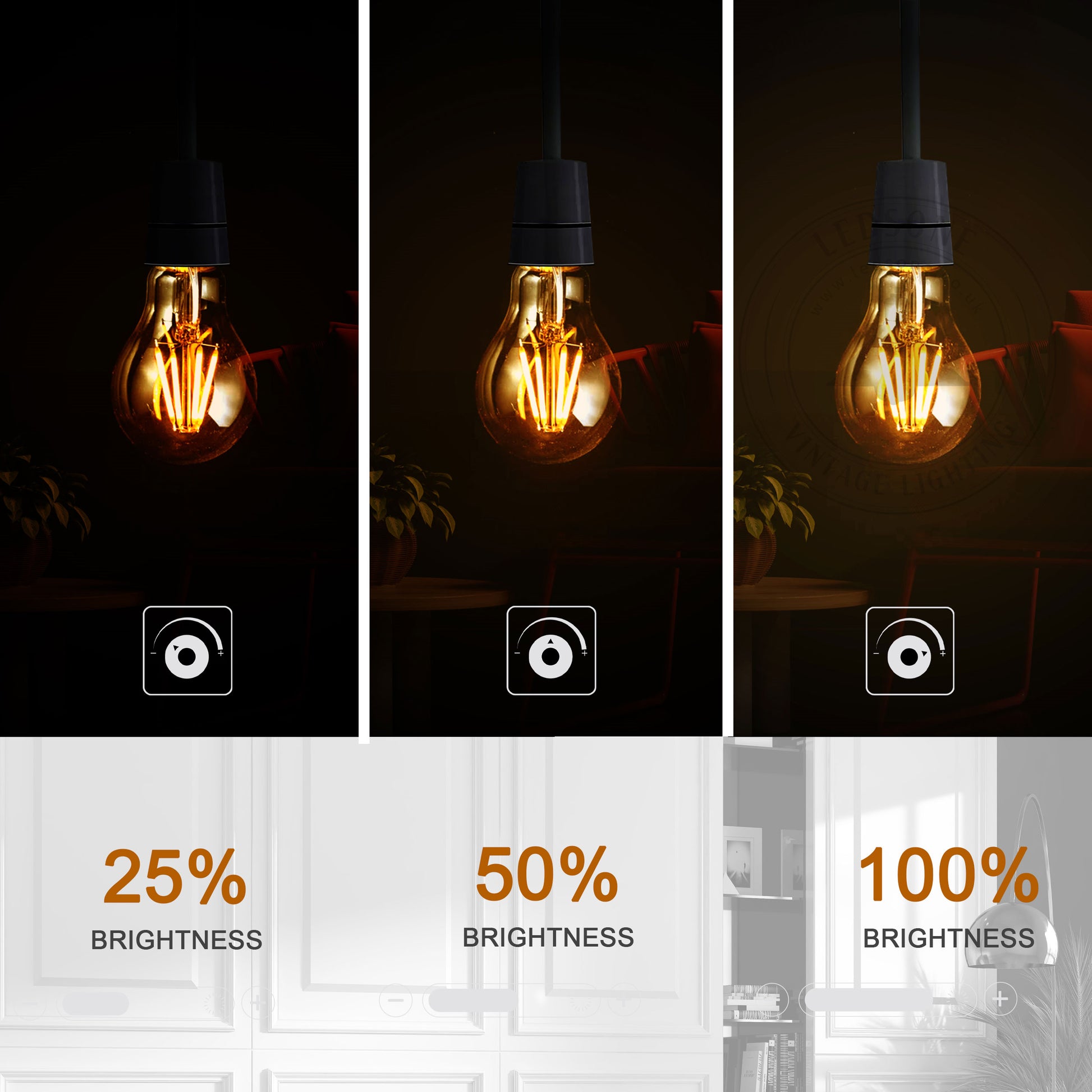 A60 E27 4W Dimmable LED Vintage Classic Light Bulb-Details