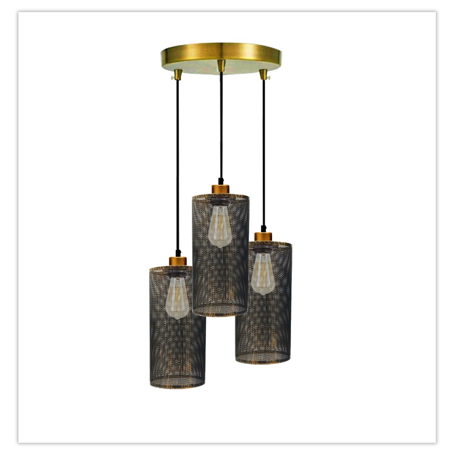 Ceiling Rose 3 Way Hanging Pendant Lamp Shade Light Fitting Lighting Kit UK~1188 - LEDSone UK Ltd