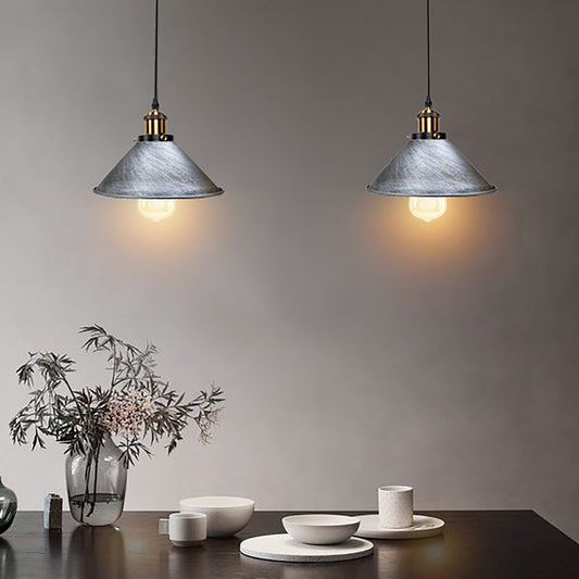 Brushed Silver 2 Way Retro Industrial Ceiling E27 Hanging Lamp Pendant Light~3493 - LEDSone UK Ltd