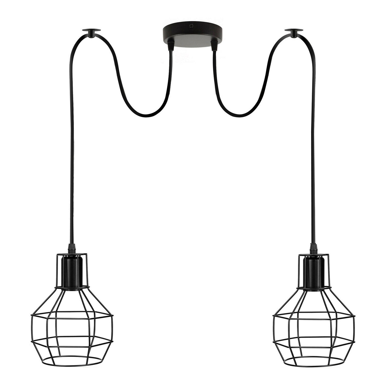 2 Way Black Hanging Chandelier Unique Industrial Spider Light