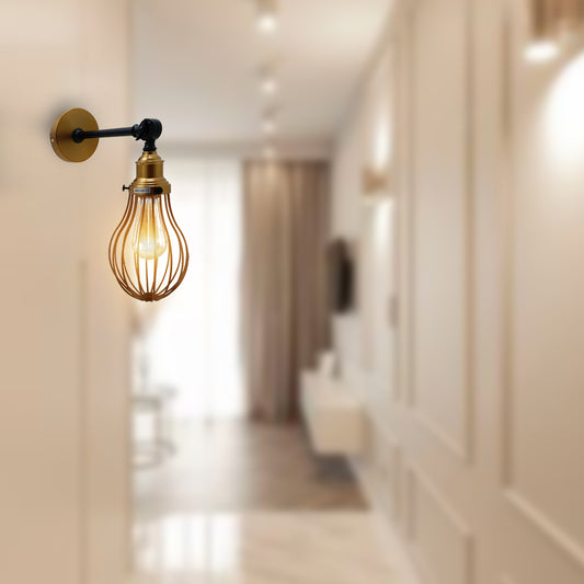 Brushed Copper Wall Light Fitting Metal Big Vase Shape Shade Sconce Indoor Light Fittings~3480 - LEDSone UK Ltd