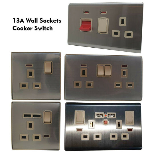 13A 1 Gang Socket with USB - Screwless Flatplate
