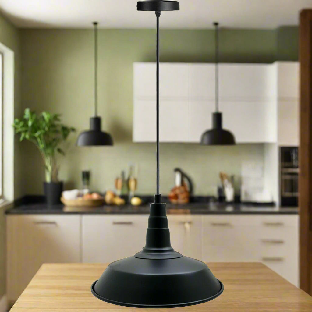 Industrial pendant light shade in matte black