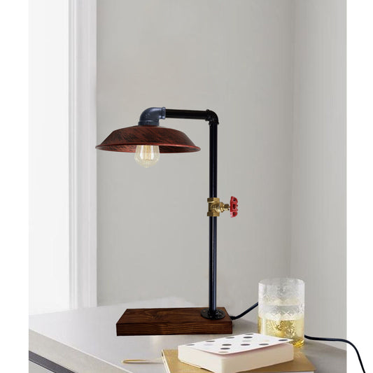 Industrial Vintage Retro Steampunk Water Pipe Style Bedside Table Desk Lamp Bowl Rustic Red E27~3715 - LEDSone UK Ltd